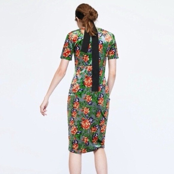 Zara Floral Velvet Midi Dress - Picture 3 of 3